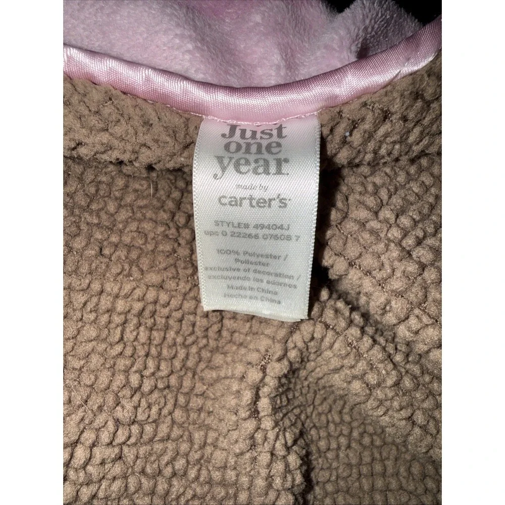 Carters Just One Year Love Bug Baby Blanket Ladybug Pink‎ Hearts/ Brown Sherpa